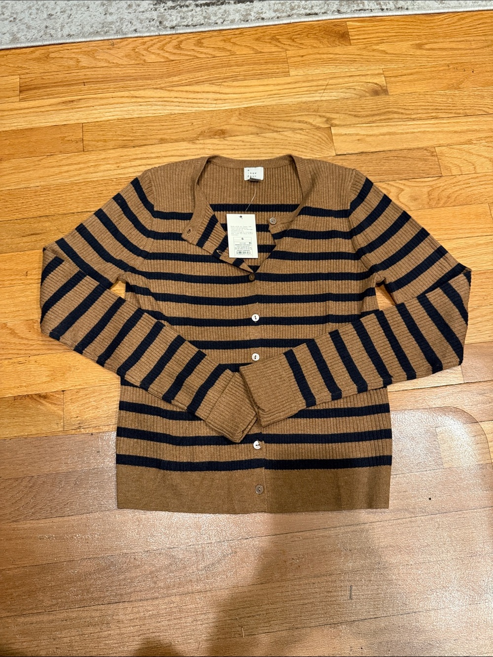 a new day Women's Brown & Navy Striped Button Cardigan